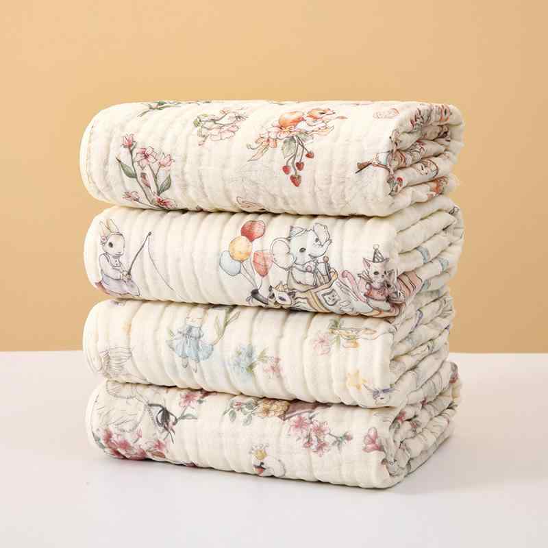 ベビー 男の子 女の子 綿 ガーゼ バスタオル 包み毛布 掛け毛布 柔らかい 吸水性 新生児用 幼児用 動物柄 キャラクター柄 チェック柄 ストライプ柄 無地 多色