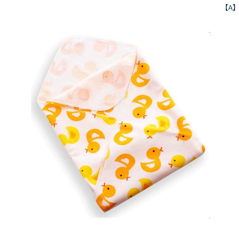 ベビー 男の子 女の子 包み巾 新生児用 綿素材 薄手 春夏 二重構造 かわいい 動物プリント 黄 青 柔らかい 肌触り 産院 普段使い