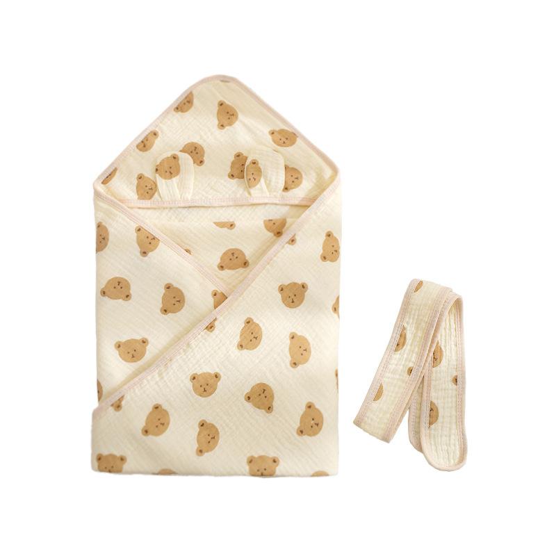 ベビー 抱き毛布 男の子 女の子 新生児用 綿 動物柄 ベージュ ピンク 柔らかい 外出用 軽量
