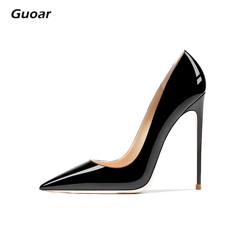 レディース ポインテッドトゥ ローカット パテントレザー スティレットヒール ハイヒール パンプス 結..