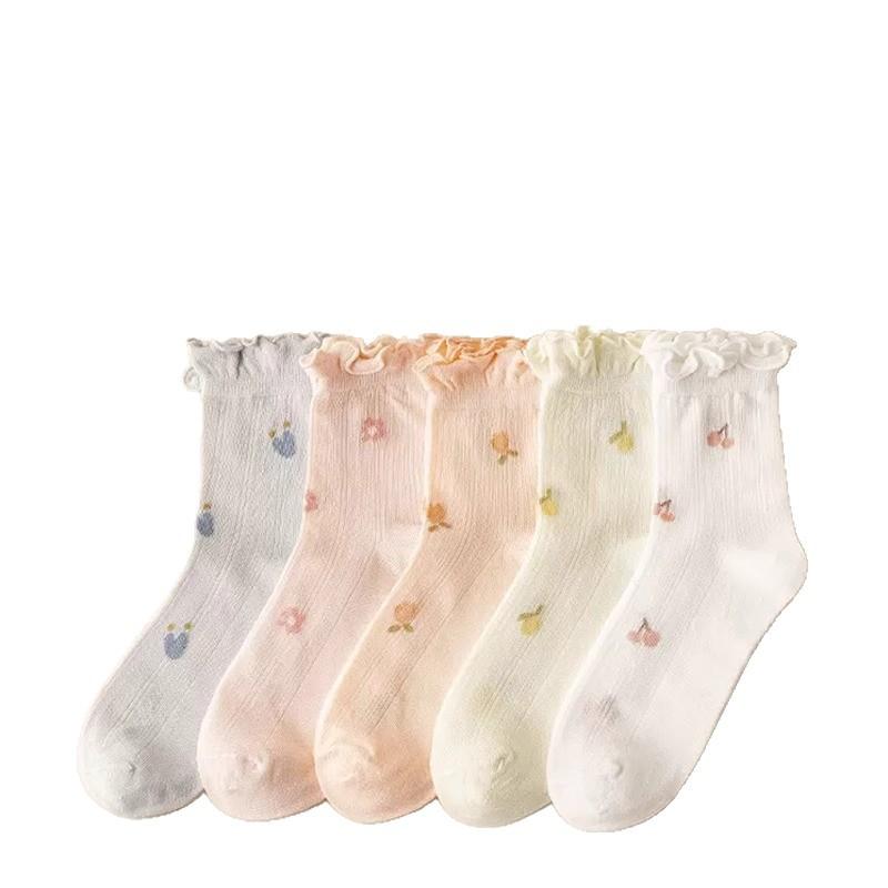 ソックス 靴下 レディース マタニティ 妊婦 産後 産褥 夏 薄手 綿 ポリエステル混 緩口 レース シーム..