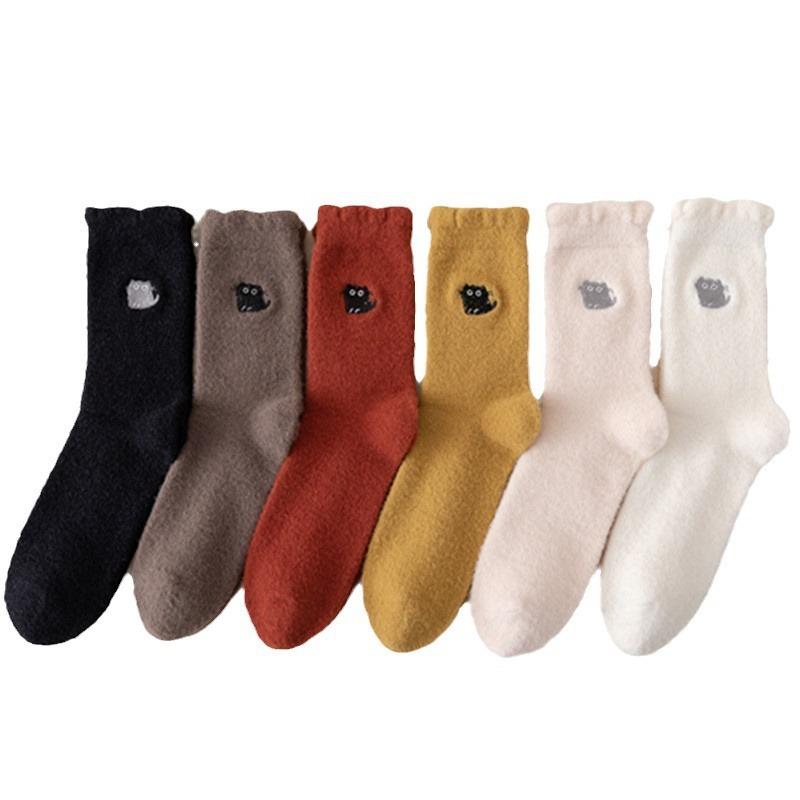 レディース 厚手 中筒 ソックス ミンク風 コーラル ベルベット 暖か シームレス 吸汗 防臭 動物柄 カジ..