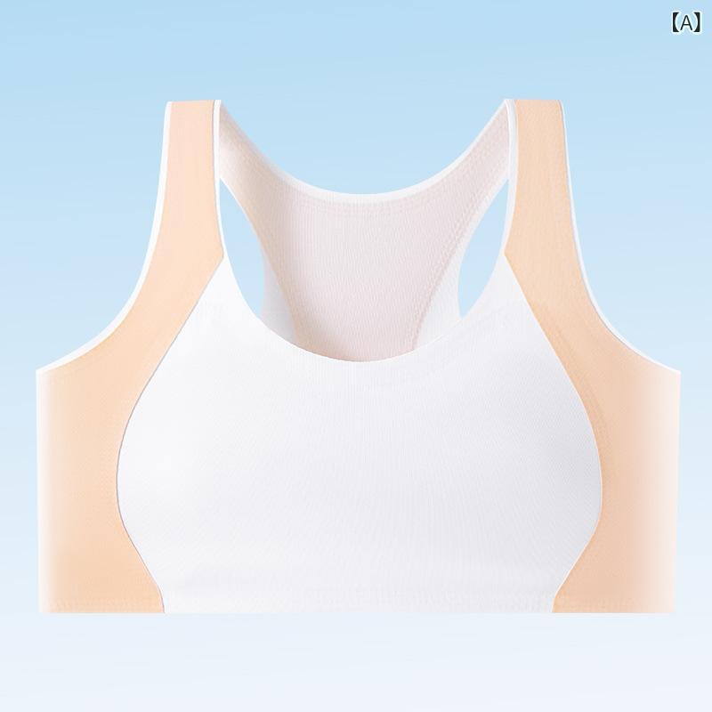 スポーツブラ 女の子用 成長期 学生用 接触冷感 ナイロン 通気性 防透け 快適 ノンワイヤー 薄カップ ..