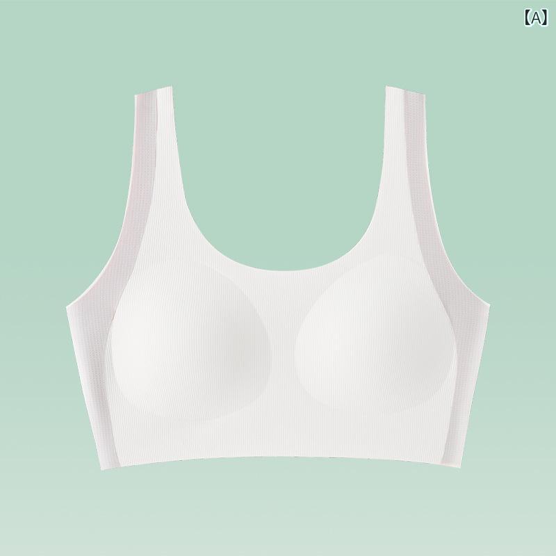 ブラジャー 少女 発育期 背心型 接触冷感 ワイヤーなし 全カップ 薄型カップ 透気 吸汗 防透け 調整型 ..