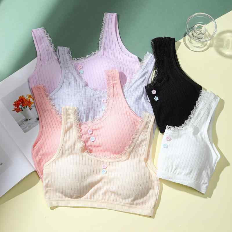 キャミソール ブラジャー 女の子 成長期 無ワイヤー 幅広 短丈 学生 綿 通気性 防透け 快適 シンプル ..