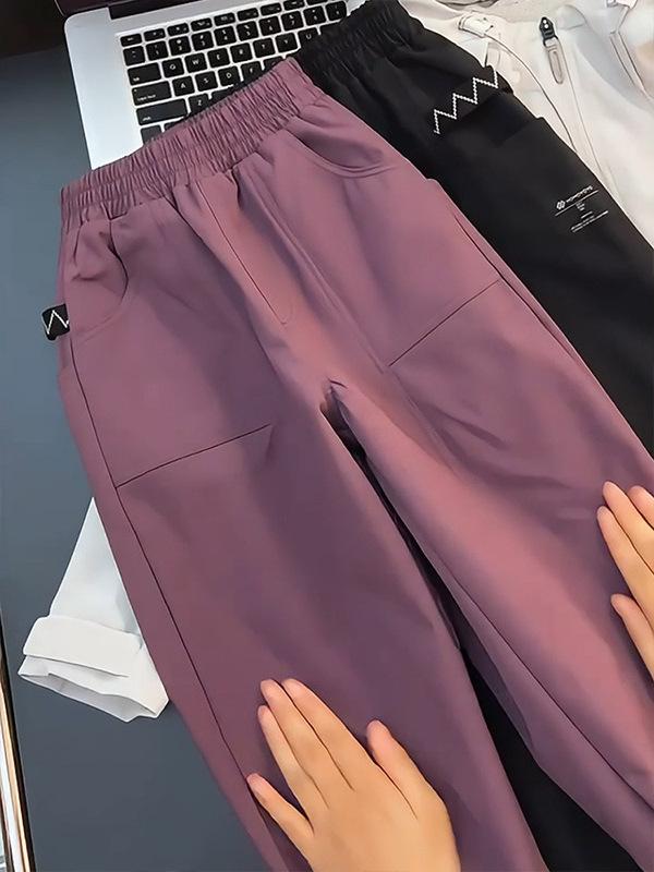 パンツ 女の子 秋冬 厚手 ジョガースタイル 高腰 綿 カジュアル 暖か 柔らか 単色 紫 黒 かわいい 子供..