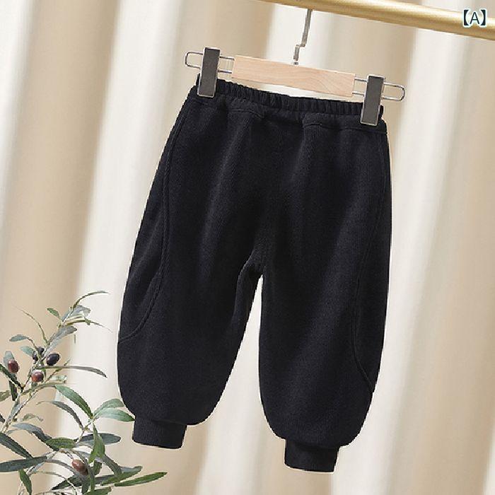 女の子 キッズ 秋冬 厚手 フリース スウェットパンツ ロング カートゥーン パターン カジュアル スタイ..