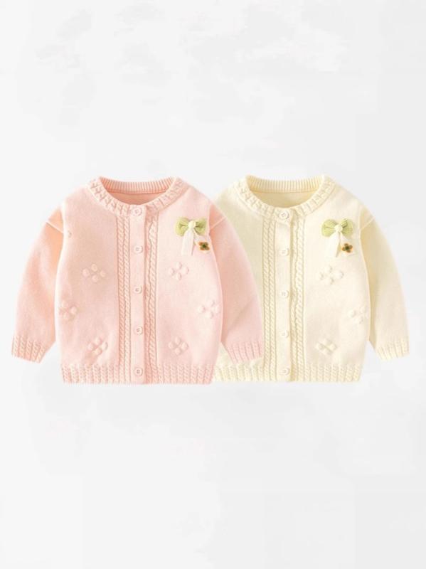 ベビー 女の子 ニット カーディガン トップス コットン 素材 夏用 かわいい クルーネック ピンク アプ..