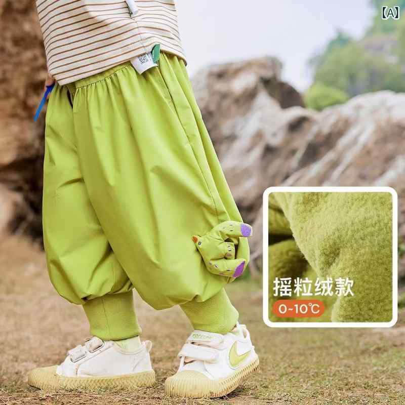 キッズパンツ 男の子 女の子 秋冬 暖か厚手 フリース付き ロングパンツ カジュアル 普段使い ポリエス..