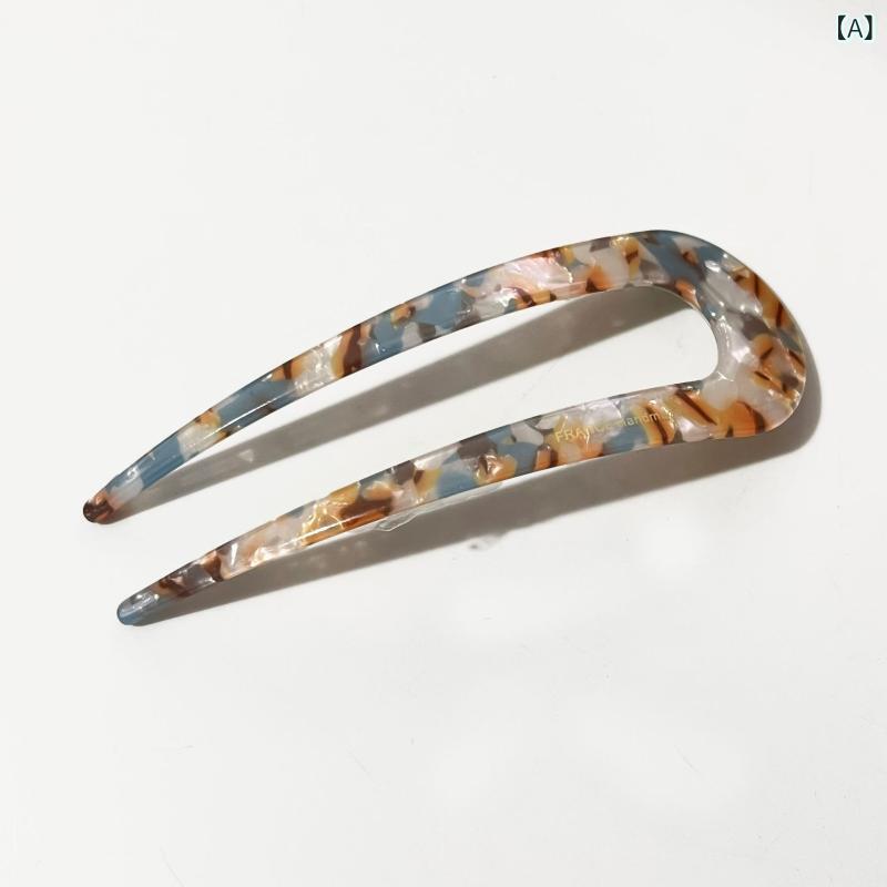 レディース かんざし U型 ヘアアクセサリー 髪留め 髪飾り ヘアピン シンプル 上品 高級感 レトロ モダ..