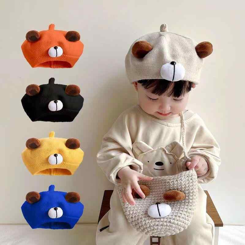 ベレー帽 男の子 女の子 ベビー 赤ちゃん用 秋冬 ニット帽 かわいい 動物モチーフ 果物プリント ピンク..