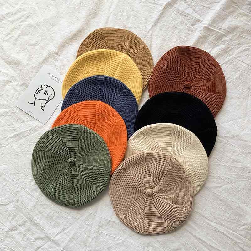 ベレー帽 ベビー 男の子 女の子 秋冬 ニット かわいい パンプキン柄 プリンセス風 暖か 通気性 防風 コ..