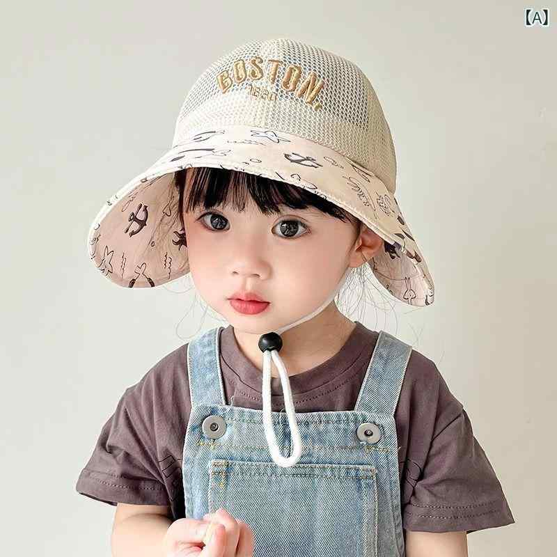 帽子 子供 男の子 女の子 夏 大つば 日よけ メッシュ帽 かわいい カートゥーン スイート プリンセス 動..