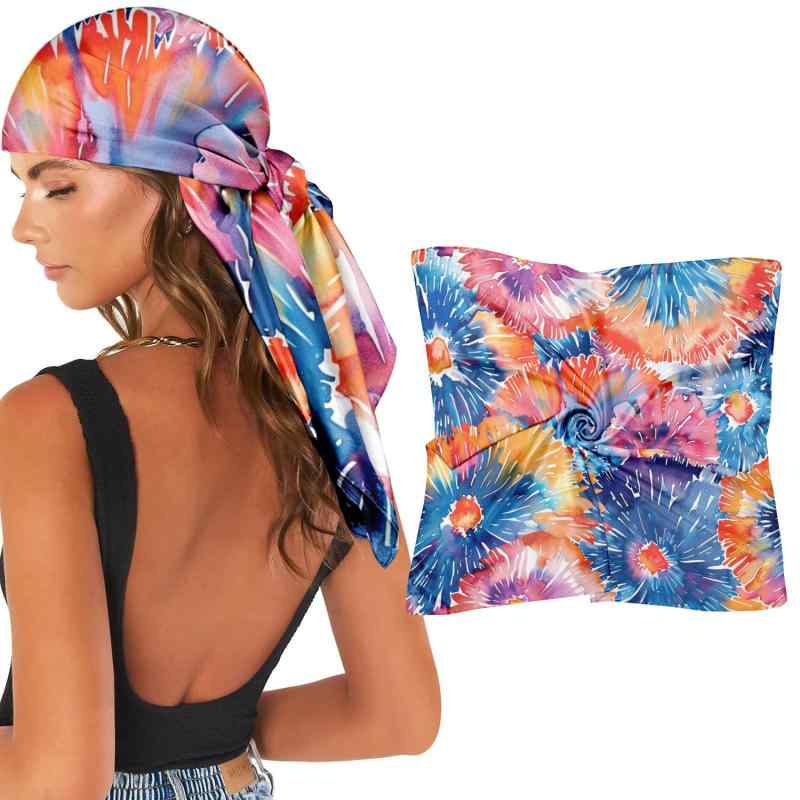 スカーフ メンズ レディース タイダイ プリント ポリエステル ヘッドスカーフ ショール ヒップホップ ..