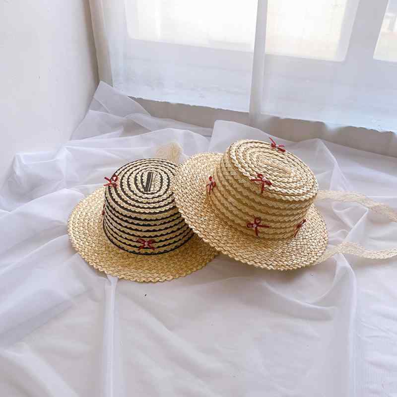 麦わら帽子 男の子 女の子 夏 ビーチハット 平頂 ワイドブリム 魚鱗柄 黒 カーキ 日焼け防止 通気性 遮..