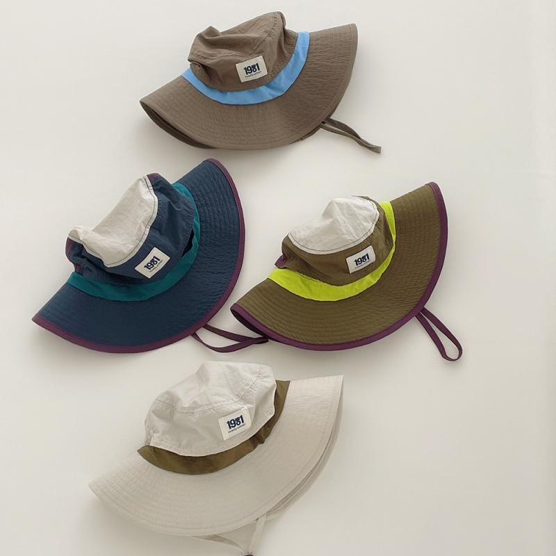 バケットハット 親子 夏 薄手 大つば 配色 子供 ベビー 男の子 女の子 通気 速乾 UVカット 日よけ ベージュ ネイビー オリーブ おしゃれ ストリート カジュアル 軽量 アウトドア 普段使い