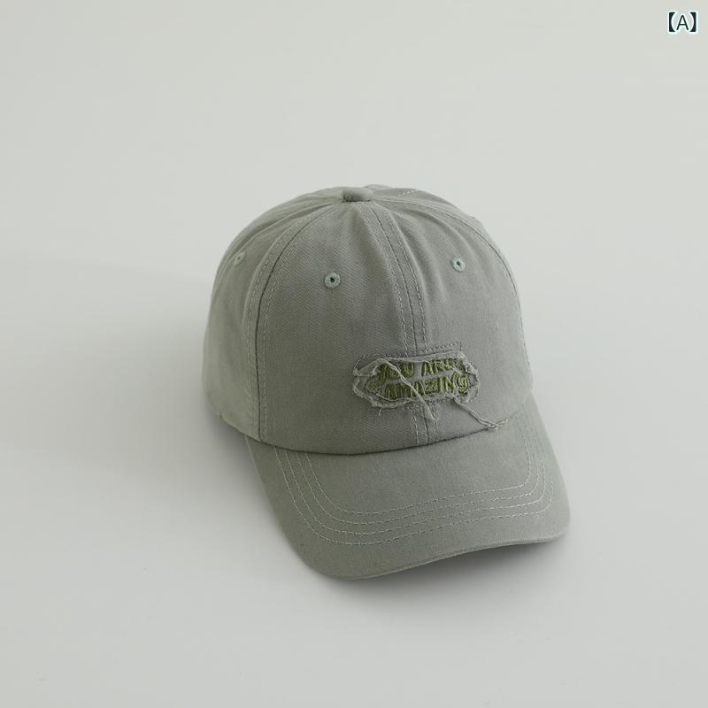 野球帽 子供 男の子 女の子 春秋 レトロ ダメージ加工 小顔効果 おしゃれ 丸頂 日よけ キャップ コットン 透気 暖か 防風 グレー カーキ ブルー