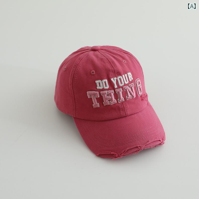 野球キャップ 子供 男の子 女の子 春秋 綿 大つば 曲がったつば 破れ縁 アルファベット刺繍 ストリート..