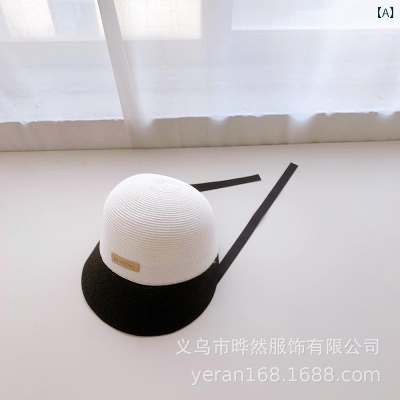 麦わら帽子 男の子 女の子 夏 日よけ 通気性 外出 リボン スリット おしゃれ かわいい 紙素材 白 ベー..
