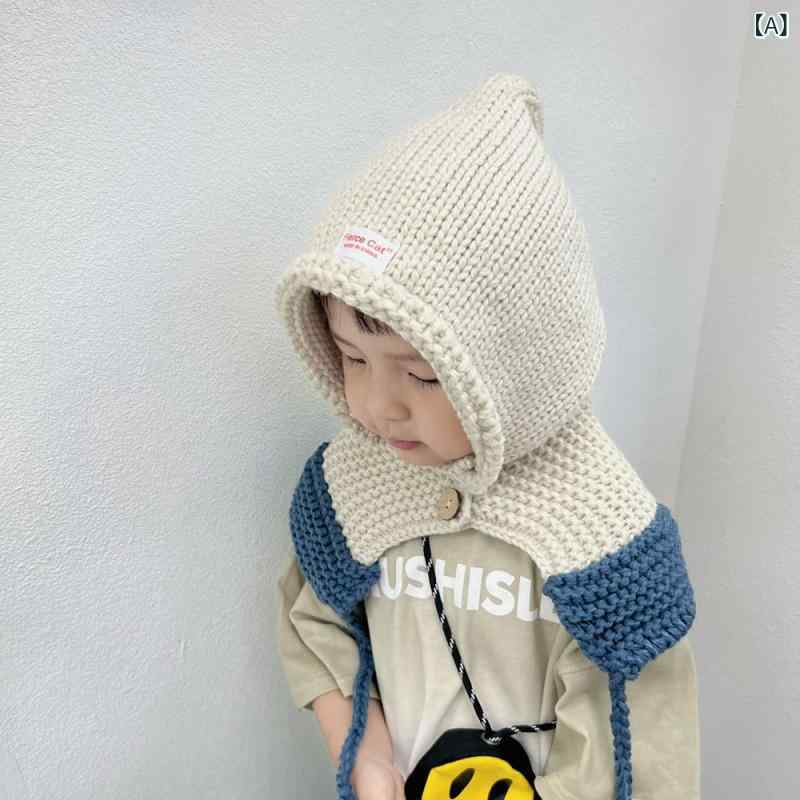 耳あて帽 男の子 女の子 秋冬 ニット 保暖 毛糸 通気 防風 UVカット ストリート 個性 中性 ベージュ 黒..