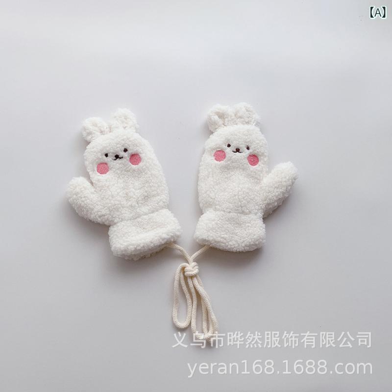 手袋 子供 男の子 女の子 暖か 厚手 フリース 連指 冬用 首掛け 防寒 全包み かわいい カートゥーン柄 ..