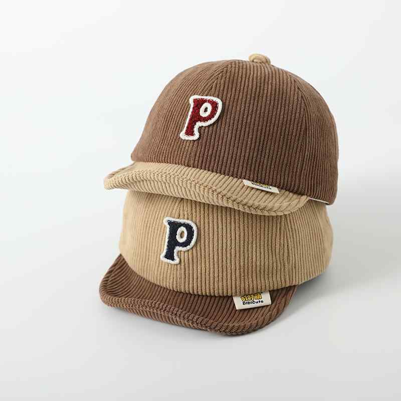 ベビー 男の子 女の子 ベースボールキャップ 冬 コーデュロイ アルファベット クマ柄 カートゥーン 保..