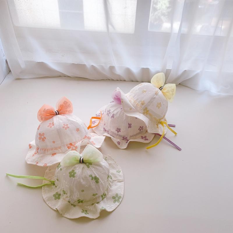 ベビー 帽子 蝶結び フィッシャーマンズハット 夏 薄手 透気 小花柄 かわいい 遮陽 男の子 女の子 ピン..