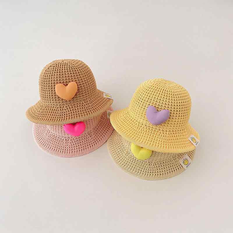 麦わら帽子 男の子 女の子 ベビー 夏 日焼け防止 通気 涼しい ハート スタイリッシュ 大つば 遮陽 カジ..