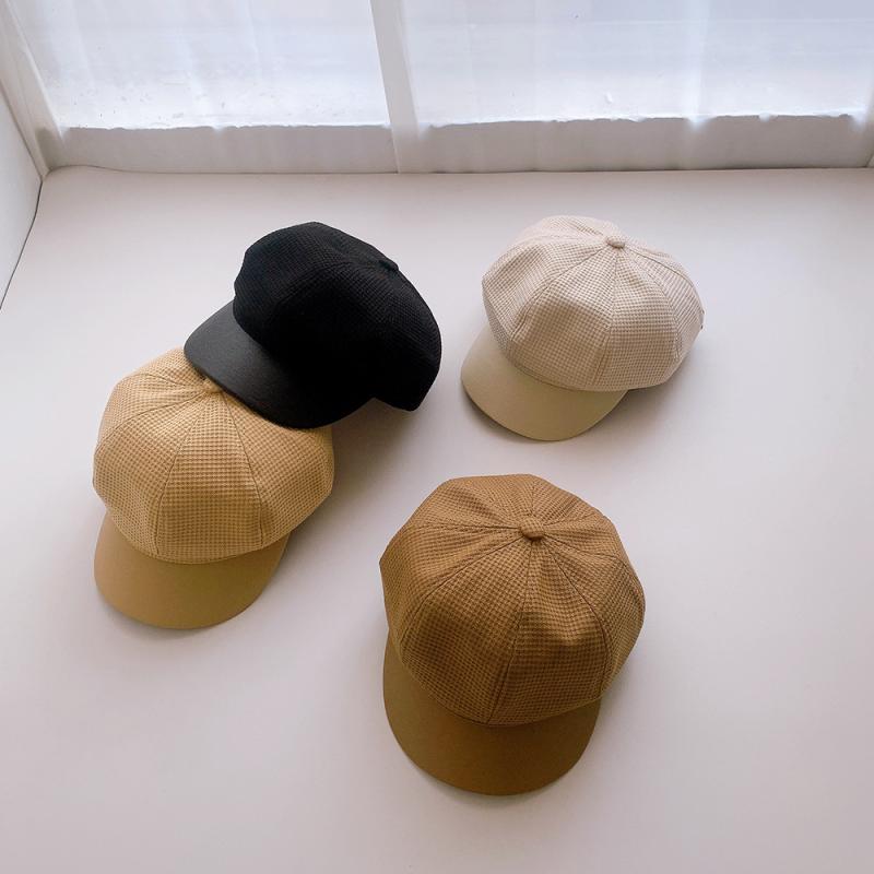 ベレ帽 男の子 女の子 綿 ファッション 復古 英国風 トレンド オールシーズン 黒 カーキ ブラウン 透気..