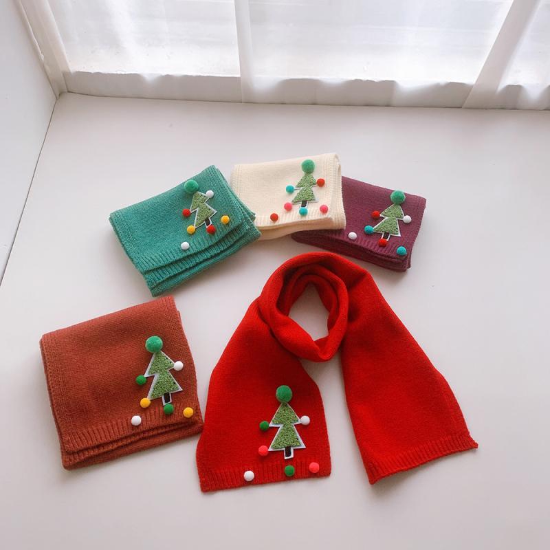 マフラー キッズ 男の子 女の子 秋冬 保温 厚手 ニット 赤 緑 白 長方形 タッセル 花柄 日韓 かわいい ..