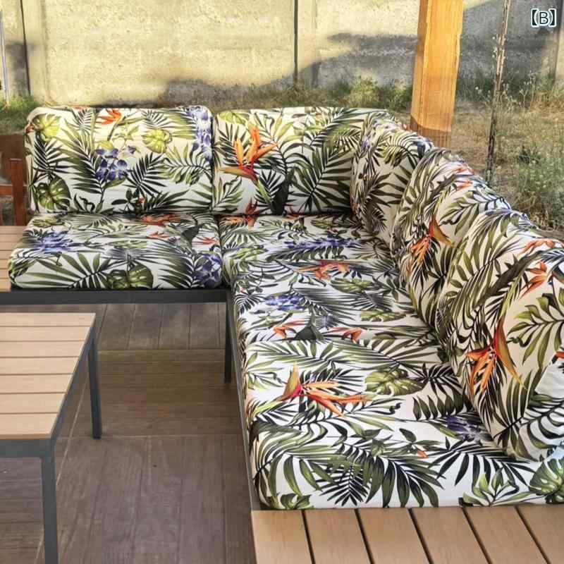 ソファカバー 座クッションカバー オールシーズン 伸縮性 厚手 滑り止め 花柄 植物プリント 高密度 再生繊維 ポリエステル 緑 紫 茶 リビング 室内インテリア [3]