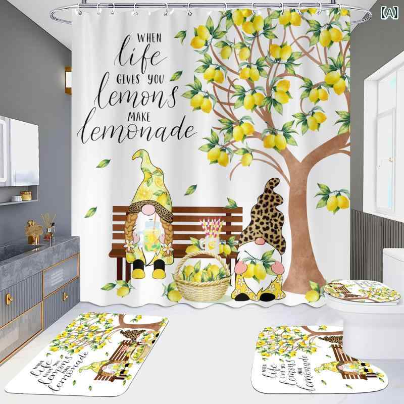 浴室カーテン 4点セット 防水 クリスマス柄 ポリエステル製 アメリカンスタイル 高解像度プリント 浴室仕切り ホテル用 冬向け 速乾性 軽量