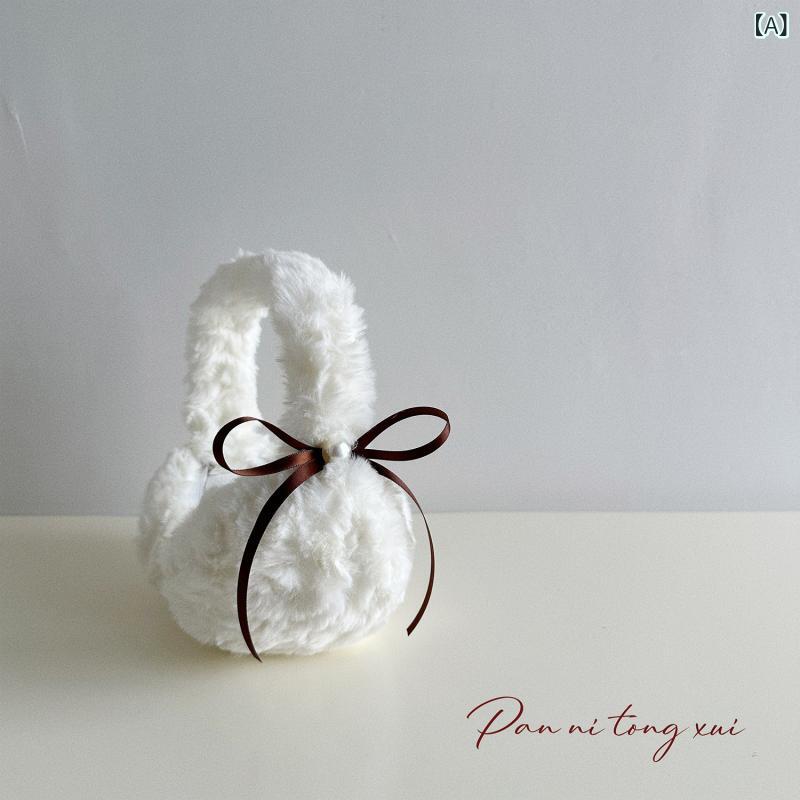 イヤーマフ メンズ レディース ふわふわ フェイクファー パール 蝶結び 保暖 防風 アウトドア 学生 甘..