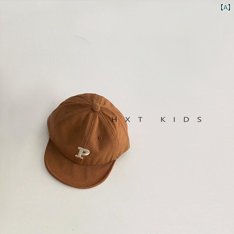 ベビーキャップ 男の子 女の子 オールシーズン 柔らかつば 韓国 P文字刺繍 かわいい 野球帽 日よけ UV..