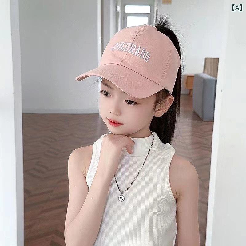 女の子 キャップ 夏 ベースボールキャップ ポニーテール メッシュトップ かわいい 日よけ 防晒 通気性 ..