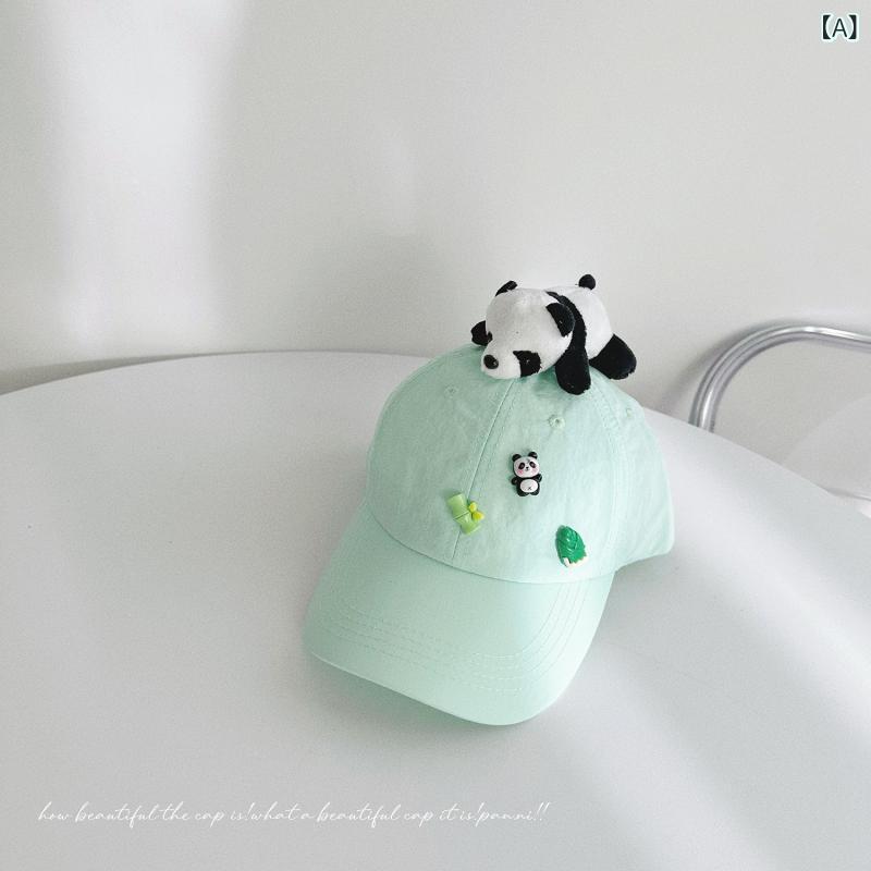 野球帽 キャップ 男の子 女の子 子供 パンダ柄 かわいい カートゥーン 速乾 UVカット 通気性 夏 日よけ..