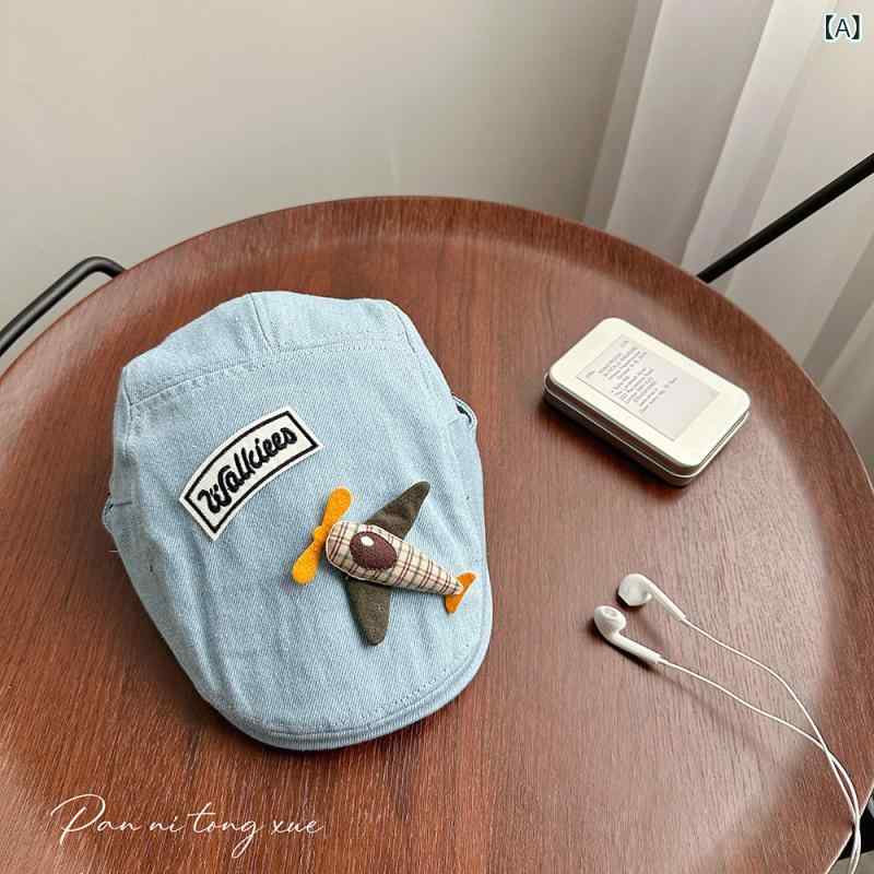 キッズ 画家帽 男の子 女の子 デニム カートゥーン柄 レトロ かわいい オールシーズン カジュアル 通気..