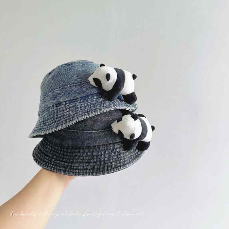 ベビー キッズ 男の子 女の子 フィッシャーマンズハット カートゥーン パンダ コットン デニム UVカッ..