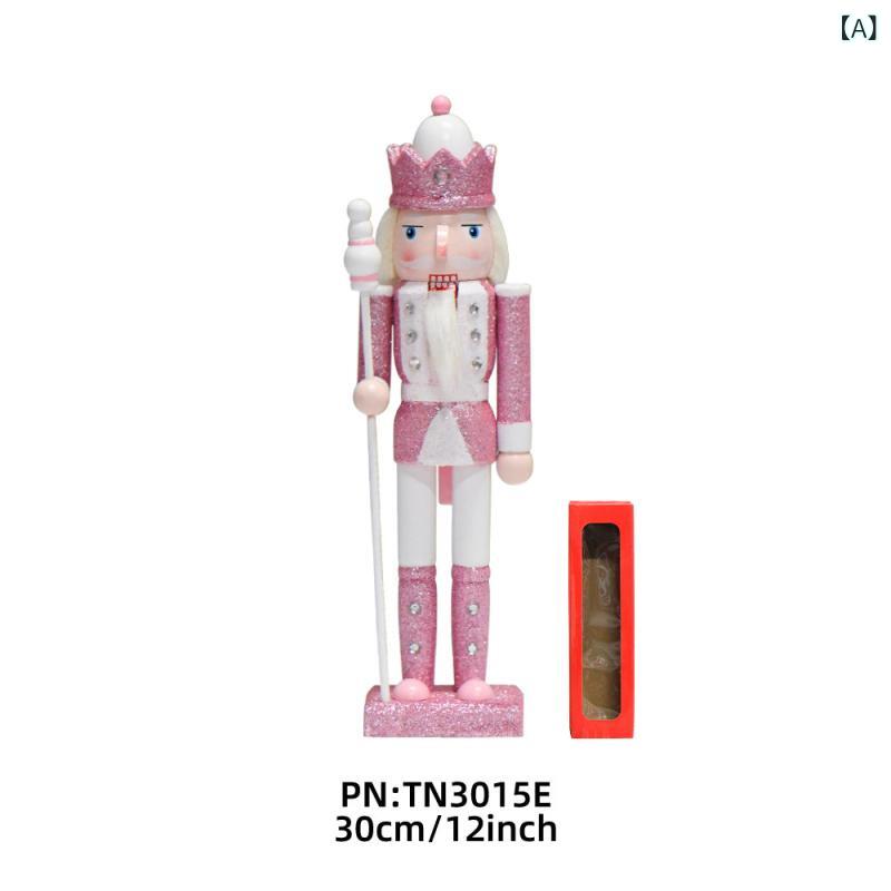 クリスマス 飾り 木製 くるみ割り人形 王様 フィギュア カートゥーン スタイル 欧州風 インテリア ピン..