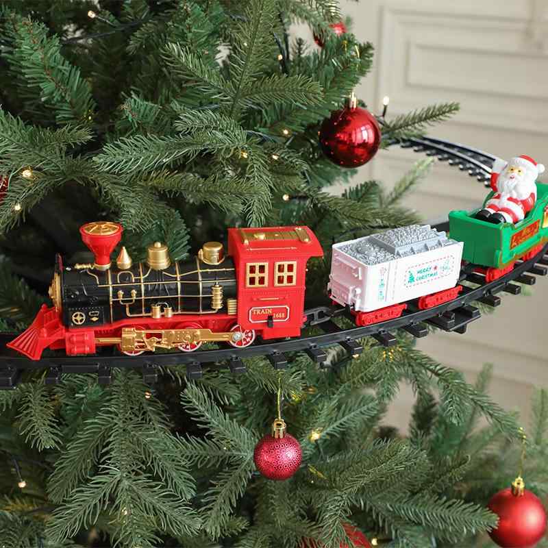 クリスマス 飾り 電車 吊り下げ 軌道 電動 おもちゃ 置物 クリスマスツリー プラスチック 3節編成 4節..