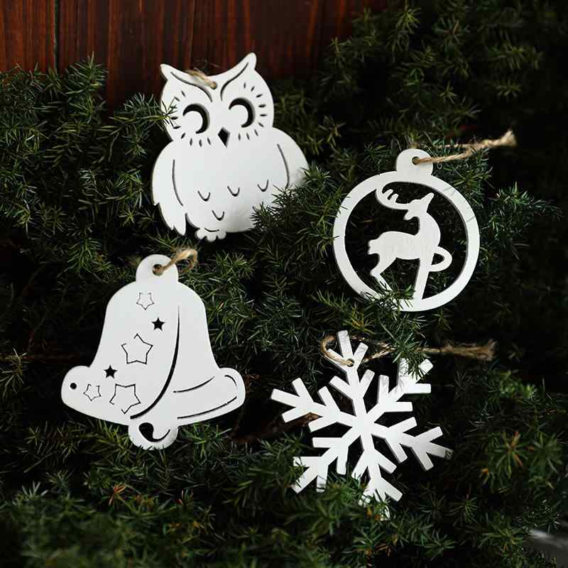 クリスマス ツリー 飾り 木製 オーナメント 北欧 スタイル フクロウ 天使 雪の結晶 ベル トナカイ 星 ハート 掛飾り ナチュラル ウッド デコレーション クリスマス ギフト インテリア アクセント
