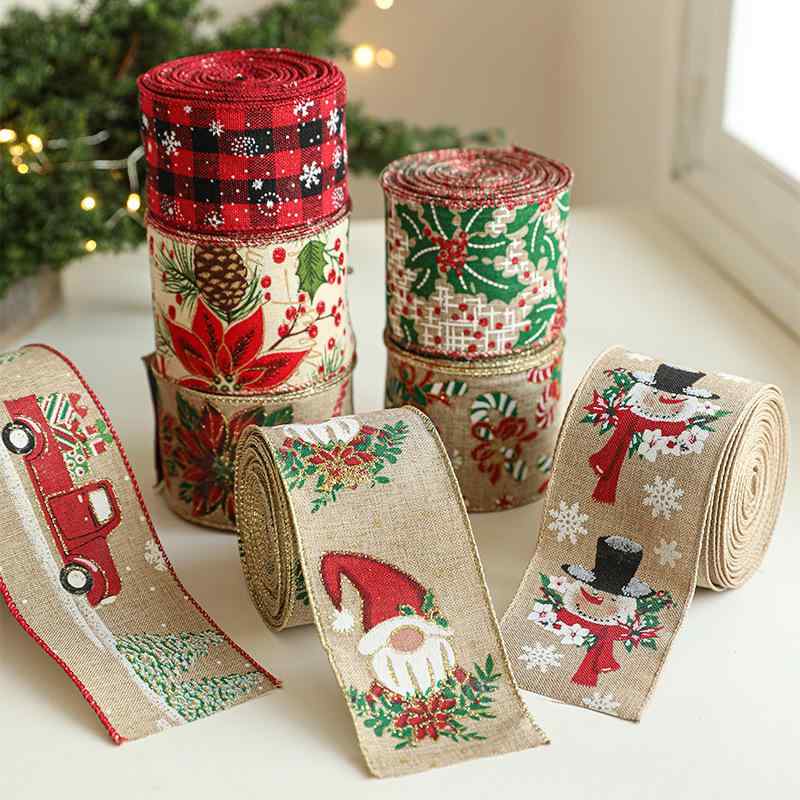 クリスマス飾り リボン ガーランド 蔓 花輪 装飾 織帯 パーティーグッズ 雰囲気作り 彩帯 鉄 布 素材 ..