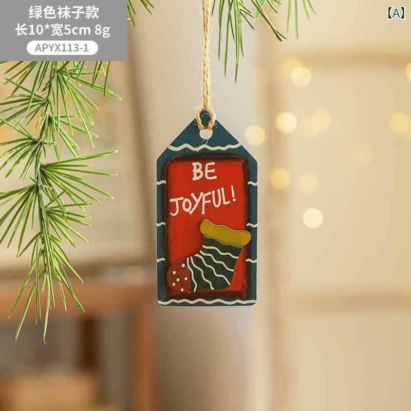 クリスマス ツリー オーナメント 木製 ハンギング プレート レトロ スタイル 彩画 北欧 インスパイア ..
