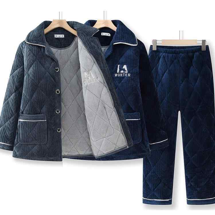 パジャマ セット メンズ 秋冬 厚手 暖か コーラルフリース 長袖 開襟 長ズボン シンプル カジュアル ホーム リラックス 50代 大人 カーキ ネイビー グレー