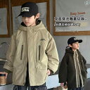 男の子 冬 ジャケット リバーシブル コート ウール フード付き 長袖 厚手 暖か ポリエステル 麻 裏地 カーキ ワークスタイル