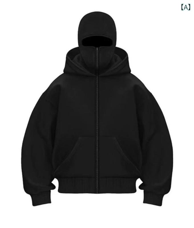 ベースボールジャケット メンズ フード付き ルーズ ワイド ビッグシルエット カーディガン 春秋 カジュ..