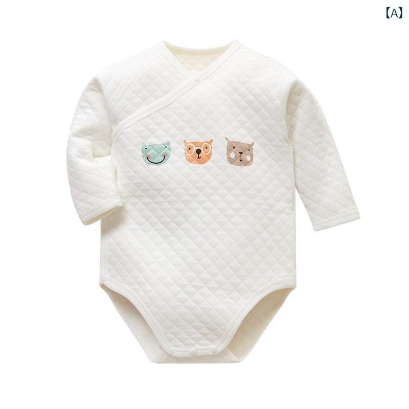 新生児 男の子 女の子 秋冬 ロンパース 長袖 ハイハイ服 コットン エアコットン 厚手 おむつカバー ベ..