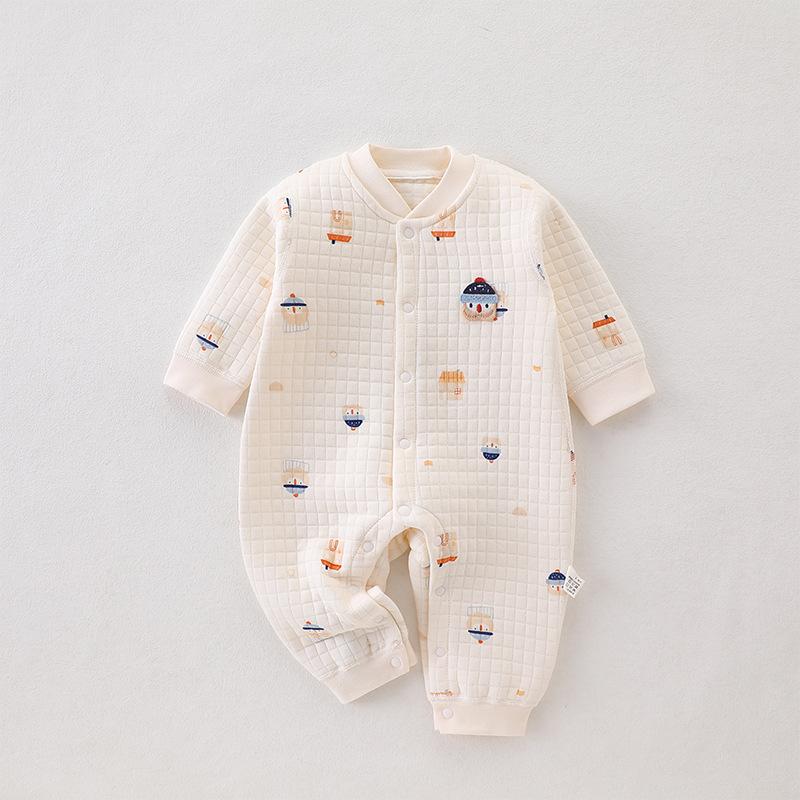 ベビー 男の子 女の子 長袖 綿 厚手 ロンパース 秋冬 暖か かわいい 新生児 寝間着 パジャマ 柔らかい ..