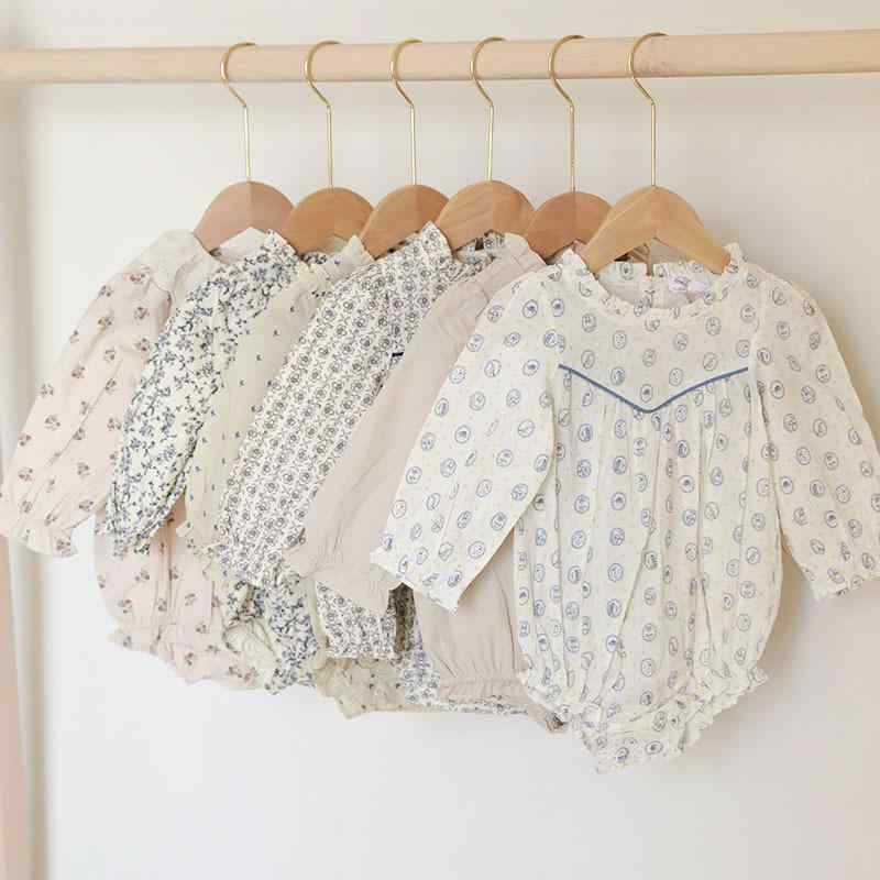 ベビー ロンパース 男の子 女の子 長袖 綿 かわいい 花柄 プリント クローリング 春秋 隠しスナップ 普..