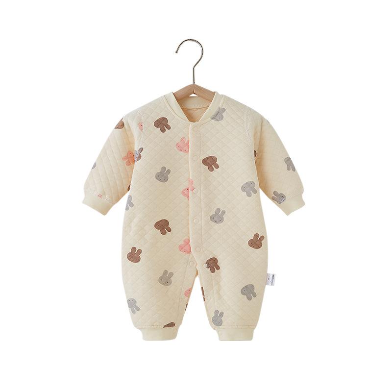 ベビー 新生児 男の子 女の子 長袖 オールインワン 綿 柔らかい 厚手 暖か 寝間着 クロール カジュアル..
